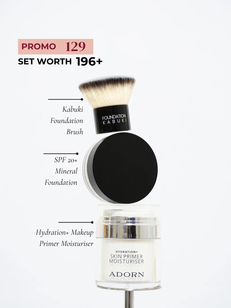 SPF 20 Mineral Foundation, Hydrating Primer + Kabuki Brush | Refillable - Image 3